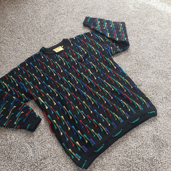 Mulga Classics 100% Wool Australian Made XL Coogi Style Multicolor Sweater - Picture 4 of 13